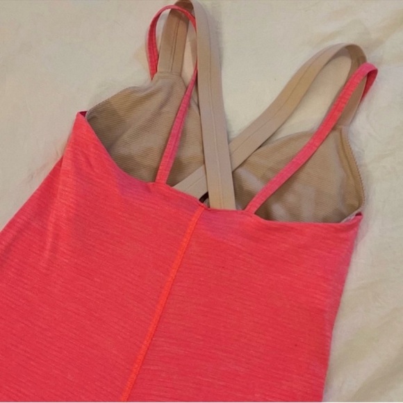 Lululemon Run For Gold Tank Heathered Electric Coral nude sports bra tank top - Picture 15 of 16